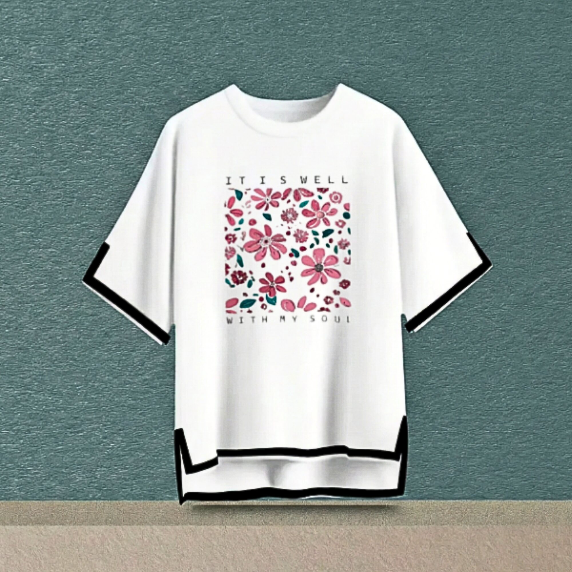 Sleeve cut design drop shoulder with print