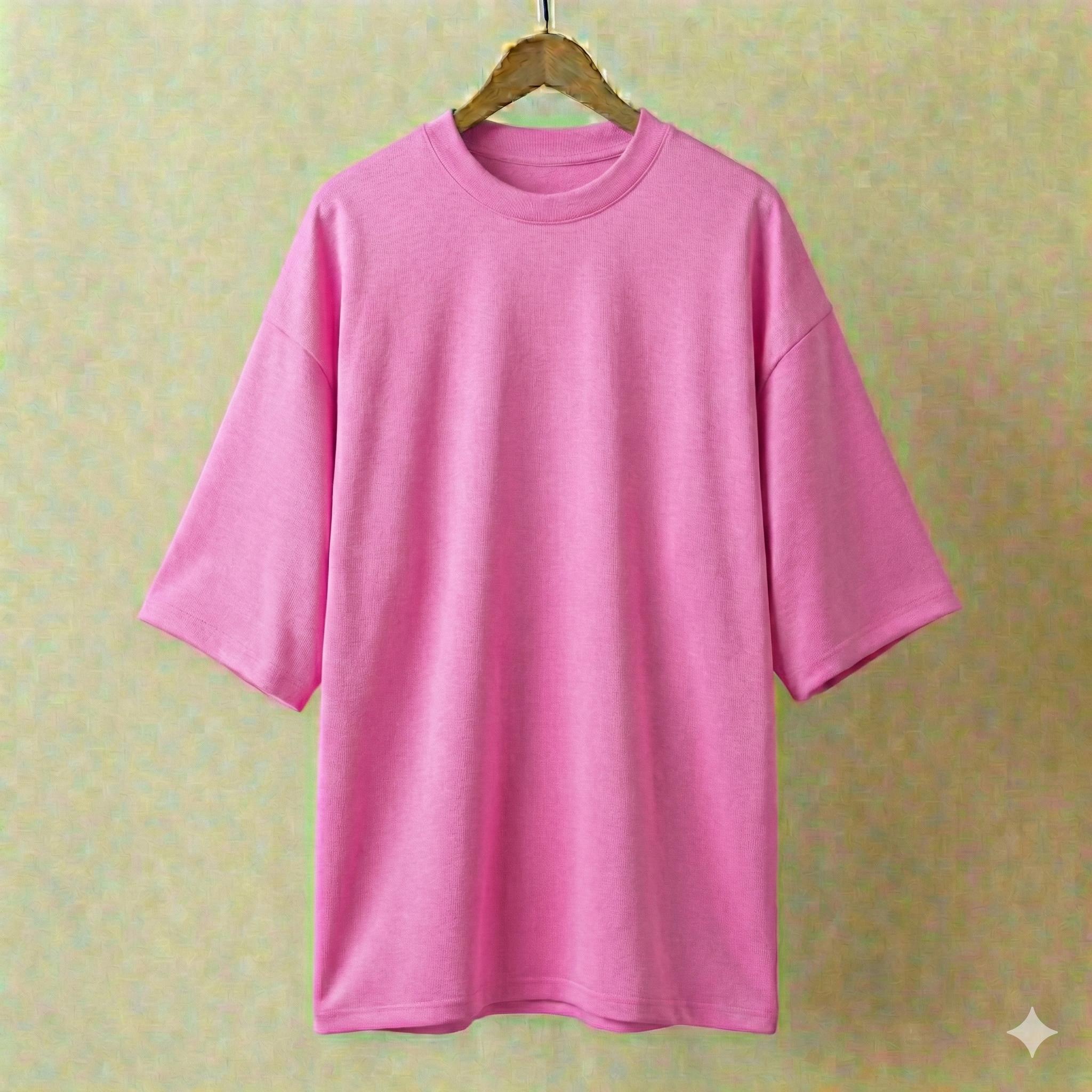 Pink Drop Shoulder Solid Color Drop Shoulder