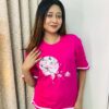 Sakura moon magenta Drop shoulder Sleeve cut design drop shoulder with print