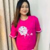 Sakura moon magenta Drop shoulder Sleeve cut design drop shoulder with print