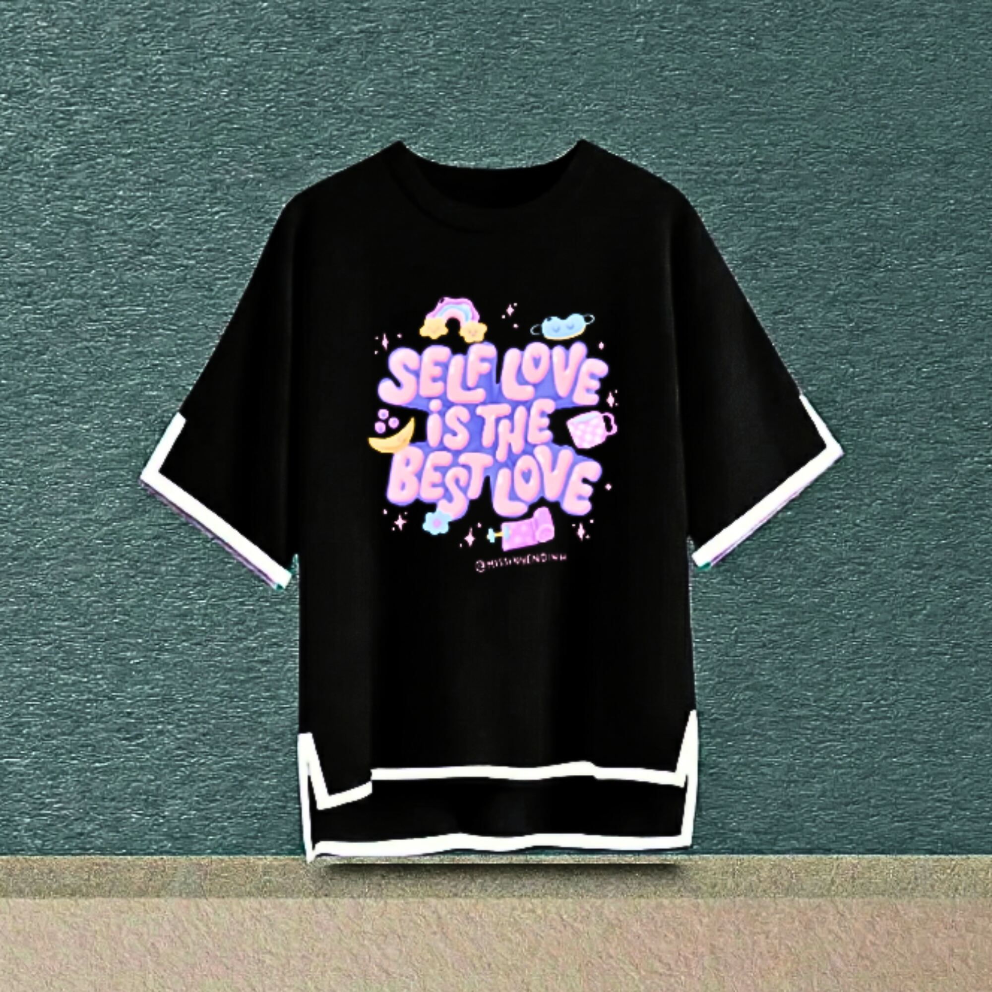 Sleeve cut design drop shoulder with print